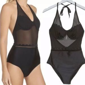 Ted Baker Scallop Mesh one pease black swimsuit brand new with tags